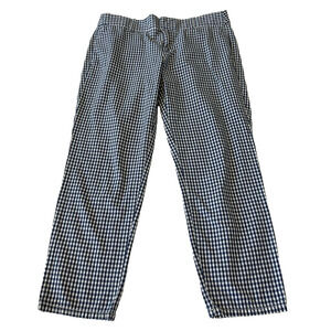 J. Crew Women's City Fit Pant Checkered Gingham Sz 2 Blue/White Pockets Cotton